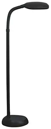 Balanced Spectrum Floor Lamp, Adjustable Gooseneck, Full Spectrum Natural Daylight Reading Light, 50” Tall, Black