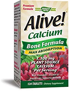 Nature's Way Alive! Calcium Bone Formula Supplement (1,000mg per serving), 120 Tablets, Pack of 2