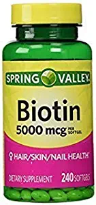 Spring Valley - Biotin 5000 mcg, 240 Softgels by Spring Valley