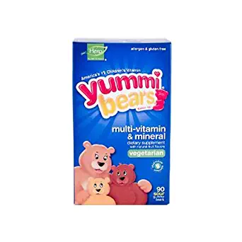 Yummi Bears Vegetarian Multi-Vitamin & Mineral Supplements, 90 Bears (Pack of 4)