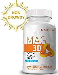 Mag 3D Daytime Muscle Relaxation (Non-Drowsy) with Magnesium Malate for Natural Muscle Cramp and Spasm Relief, 90 Capsules