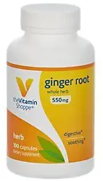 The Vitamin Shoppe Ginger Root 550MG, Whole Herb Supplement That Supports Digestion Soothing (100 Capsules)