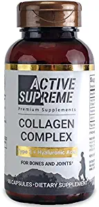 Collagen Pills Type 2 Complex for Healthier Joints | Grass Fed Beef Collagen Hydrolyzed Type 2 Capsules with Vitamin C and Hyaluronic Acid