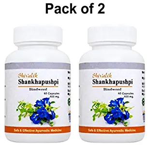 Shankhapushpi - Convolvulus pluricaulis (60 Capsules x 2 Bottles) Improve Blood Flow to Brain Memory- Shivalik Herbals