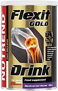 Nutrend FLEXIT Gold Drink 400g Blackcurrant Flavor containing Nine Active Ingredients The Special Fish Collagen peptide Naticol® Glucosamine, MSM Viatmins B6, C, D Chondroitin Sodium