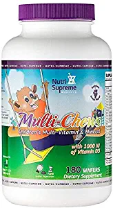 Delicious Kids Multivitamin, 180 Vegetarian Gummies – Complete Children’s Supplement with Essential Vitamins and Minerals - Vitamin A, B, C, D3, Calcium, Iron, Folic Acid, Zinc – Grape Flavor