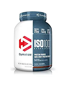 Dymatize ISO100 Hydrolyzed Protein Powder, 100% Whey Isolate Protein, 25g of Protein, 5.5g BCAAs, Gluten Free, Fast Absorbing, Easy Digesting, Fudge Brownie, 3 Pound