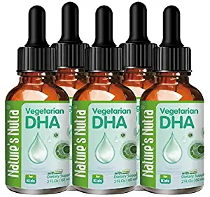 Nature's Nutra Vegetarian Baby DHA, 2 Fl. Oz (60ml) 4 + 1 Bundle Pack with Bonus Bottle, Premium Baby and Infant Liquid Drops, Toddlers Kids Children Multivitamin Supplement, Life's DHA™ 100mg