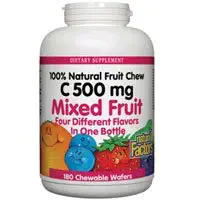 Natural factors vitamin c mixed fruit chewables 500mg 180 tabs (4-Pack)