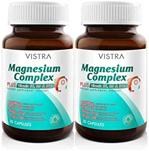 2X 30 Capsules Vistra Magnesium Complex Plus B1,B6,B12 Reduce Painful Migraine