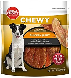 Grreat Choice Chewy Grain Free Chicken Jerky Dog Treats Large 32oz Bag