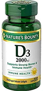 Nature's Bounty D3-2000 IU Super Strength - 150 Softgels, Pack of 6