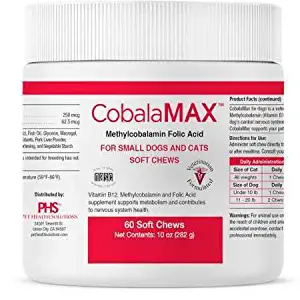 CobalaMAX Supplement with Methylcobalamin Soft Chews for Small Dogs Cats 60 ct