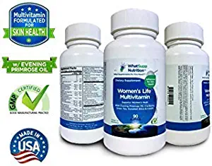 Women's Life Multivitamin for Women | Skin Health Women's Multivitamin with Evening Primrose Oil | Energy B-Complex with Cranberry, Horsetail, Green Tea Extracts | 90 Softgels | WhatSupp Nutrition
