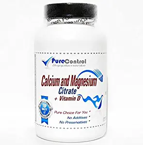 Calcium 500mg and Magnesium 250mg Citrate + Vitamin D // 200 Capsules // Pure // by PureControl Supplements