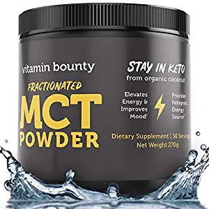 MCT Oil Powder with Organic Acacia Fiber - 0g Net Carbs - Perfect for Coffee Creamer, Smoothies & Sustained Energy, Stay in Keto. 30 Servings