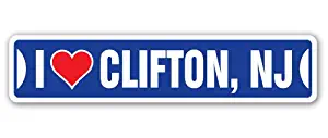 I Love Clifton, New Jersey Street Sign nj City State us Wall Road décor Gift