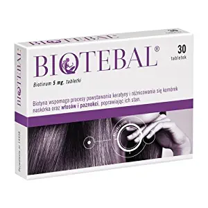 BIOTEBAL Biotin 5mg Extra Strength - 30 tablets - Strengthens Hair Growth Support - Stop Hair Loss Breakage Thinning Hair Relief Hair Skin Nails Vitamin B7 H Treatment