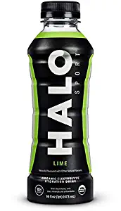 HALO Sport Organic Electrolyte Hydration Drink, 16 oz (Lime, Pack of 12)