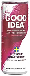 Good Idea - Blood Sugar Balance - Subtle Natural Dragon Fruit Flavor - Drink With Meals - 12 Ounce Cans, 12 Count