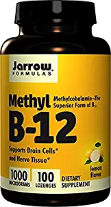 Jarrow Formulas Methylcobalamin (Methyl B12), Supports Brain Cells and Nerve Tissue, 1000 mcg, 100 Lozenges 2 Pack