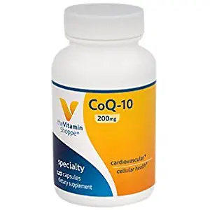 The Vitamin Shoppe CoQ10 200mg Beneficial for Those Taking Statins – Supports Heart Cellular Health and Healthy Energy Production, Essential Antioxidant – Once Daily (120 Capsules)