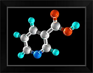 CANVAS ON DEMAND Vitamin B3, Molecular Model Black Framed Art Print, 19"x15"x1"