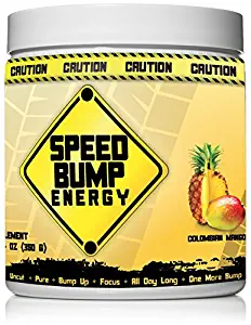 Speed Bump Energy Pre-Workout Supplement - 30 Servings - Insane Strength, Super Powerful Pump - Powder Focus Drink, No Crash 350mg Caffeine with Beta Alanine - 5.9g Scooper Colombian Mango Flavor