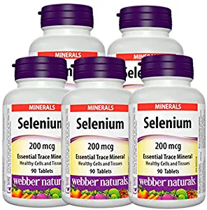 Webber Naturals Selenium, 200mcg, 90 tablets x 5 bottles