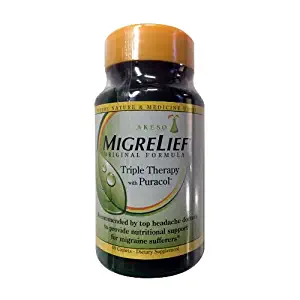 MigreLief+M Menstrual Formula, Triple Therapy with Puracol - 60 Caplets, 6 Pack