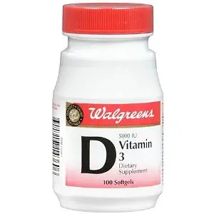 Walgreens Vitamin D3 5000 IU Dietary Supplement Softgels 100 Each