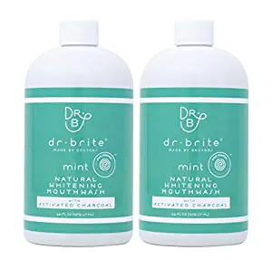 Dr. Brite Natural Whitening Vitamin C Mouthwash with Mint and Activated Coconut Charcoal (16 Fl Oz) (Pack of 2)