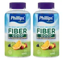 Phillips’ Fiber Good Gummies Plus Metabolism Support Fiber Supplement (72-Count Bottle) (Pack of 2)