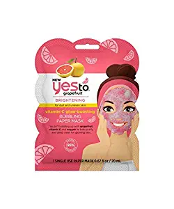 Yes To Grapefruit Vitamin C Glow-Boosting Bubbling Paper Facial Mask - Single Use | For Dull & Uneven Skin | Grapefruit, Vitamin C and Oxygen To Purify and Deep Clean