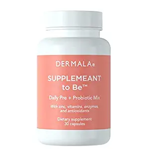 #FOBO SUPPLEMEANT to Be, Daily Pre + Probiotic Mix with Zinc, Vitamins, Enzymes, and Antioxidants by Dermala - Get Clear, Acne-Free, Radiant Skin Through Balancing Your Gut Microbiome