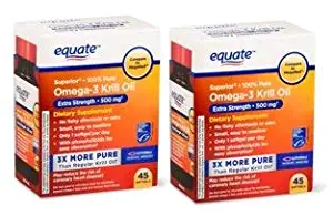 Equate Omega-3 Krill Oil Extra Strength Softgels, 500 Mg, 45 Ct (Pack of 2)