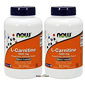 NOW Foods L- Carnitine Tartrate 1000mg, 100 Tablets (Pack of 2) by NOW
