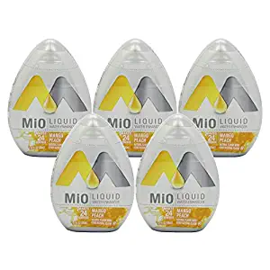 MiO Liquid Water Enhancer - makes 24 servings + Vitamins, 1.62 oz each, (Mango Peach, Pack of 5)