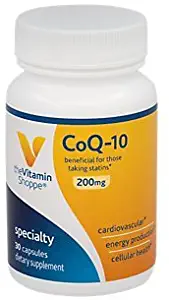 The Vitamin Shoppe CoQ10 200mg Beneficial for Those Taking Statins – Supports Heart Cellular Health and Healthy Energy Production, Essential Antioxidant – Once Daily (30 Capsules)