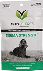VetriScience Laboratories - Derma Strength Skin and Coat Care for Dogs, 30 Bite Sized Chews