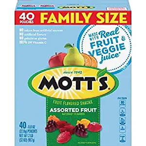 Fruit Snacks, Assorted Fruit Gluten Free Snacks, Family Size, 40 Pouches, 0.8 oz Each (New Version)