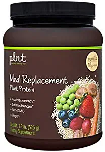 plnt Vanilla Meal Replacement Powder Vegan NonGMO Plant Protein That Provides Energy Satisfies Hunger, 16g of Protein Per Serving (1.2 Pound Powder)