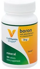The Vitamin Shoppe Boron 3MG, Well Absorbed Form of Chelated Boron, Mineral for Bone Support (100 Tablets)