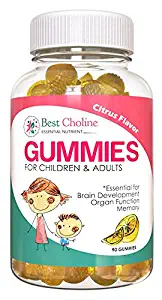 BestCholine | Choline Bitartrate 100mg per Gummy | 90 Choline Gummies | Prenatal Infant Brain Development | Creates Acetylcholine, a Neurotransmitter | Nootropic Improves Cognitive Function