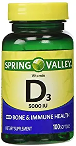 Spring Valley - Vitamin D-3 5000 IU, 100 Softgels by Spring Valley