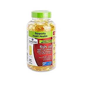 Member's Mark Enteric Double Strength Fish Oil 1200mg Softgels 600mg Omega-3 EPA DHA Plus Vitamin D3 2000 Iu (4 bottles (800 softgels))