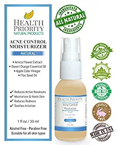 Natural & Organic Proactive Acne Control Moisturizer + Apple Cider Vinegar & Vitamin E for adults & teens. Best face cleanser and wash for all adult & teen acne prone skin. Argan oil moisturizes skin