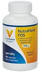 The Vitamin Shoppe Nutra Flora FOS 750MG (FructoOligosaccharides), Prebiotic to Nourish Probiotics in Your Digestive Tract, Supplement for Digestion and Intestinal Health Colon Care (100 Capsules)