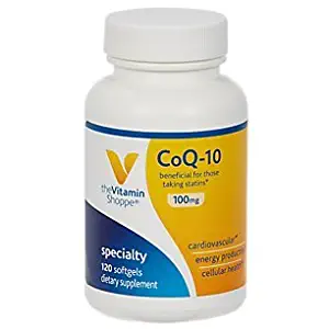 The Vitamin Shoppe CoQ10 100mg Beneficial for Those Taking Statins – Supports Heart Cellular Health and Healthy Energy Production, Essential Antioxidant – Once Daily (120 Softgels)