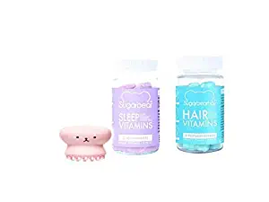 Hair & Sleep Vitamins Mini Gummy Set of 2! Face Scrub Included! Vegetarian Gummy Hair Multivitamins! Formulated with Biotin, and Vitamin D! No Gelatin,Dairy or Gluten! 20 Count Total